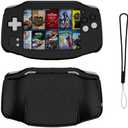 TEHAOUU Silicone Protective Case for Anbernic RG34xx SOFE Case Handheld Game Console Accessories Anti-Scratch Washable Dustproof Waterproof Cover with Lanyard (Black)