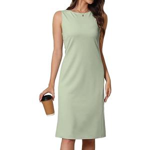 Wldrsd Women Business Sheath Midi Dress, 2025 Summer Sleeveless A-line Slimming Work Pencil Skirt, XXL