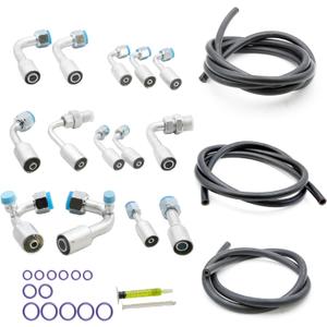 ASTROSYNC Universal A/C Air Conditioning Extended Length Hoses with Fittings and O-rings Compatible with GM Cars Truck Vehicle such as for Buick Chevrolet Cadillac GMC Wuling Baojun Holden AC Hose Kit