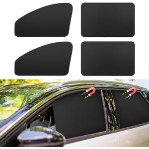 Car Curtains for Side Window - 4 Pcs Thicken Privacy Sun Shades Magnetic 100% Block Light Car Window Covers with Cooler Feeling (Thickset, 4pcs)