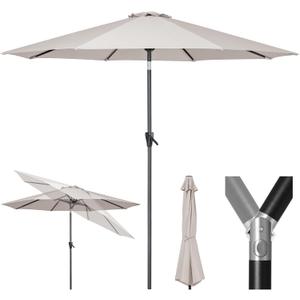 Tempera Patio Market Outdoor Table Umbrella with Push Button Tilt and Crank, Large Sun Umbrella with Sturdy Pole & Fade Resistant Canopy, Easy to Set, Size: 7.5 FT