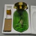 Mid Century Modern Table Lamp, Touch Control & 3 Way Dimmable, Green Ribbed Glass Shade, Small Gold, Vintage Bedside Lamp for Bedroom, Living Room,Office (Bulb Included)
