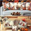 Weysat Halloween Horror Throw Pillow Covers 18 x 18 Inch Set of 4 Halloween Pillow Case Wildflower Pumpkins Ghost Bat Pattern Seasonal Decorative Horror Cushion Case Decoration for Home Sofa Couch Bed