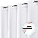 No Hook Shower Curtain, Waffle Weave Thick Fabric Shower Curtain for Bathroom, 258 GSM Luxury Polyester Cloth Bath Curtain with 10 Built in Grommets, 72W x 86H, White