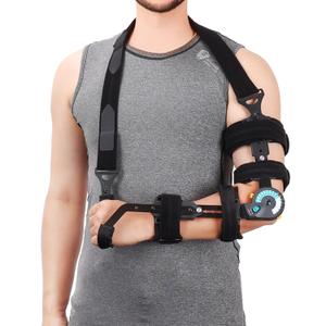 Hinged ROM Elbow Brace with Hand Grip, Adjustable Post op Elbow Brace with Sling Stabilizer for Hand Arm Injury Recovery Support After Surgery (With Handle-Left Arm)