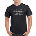 Smartprints Mens Graphic Tee Black - Penny For Your Thoughts 100% Cotton Classic Fit size: S