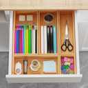 Bamboo Drawer Organizer Boxes, 5 PCS Junk Drawer Organizer, Wooden Storage Trays for Kitchen, Bathroom, Office, Makeup