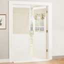 RYB HOME Door Window Curtains 40 inches, 100% Blackout Natural Linen Blended Privacy Glass/French Glass Door Curtain Shade with White Layer Coating, W26 x L40, Beige, 1 Panel