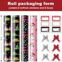 EWES Funny Christmas Wrapping Paper 4 Rolls Set,Black Pink Thick Unique Fun Kids Heavy Duty Premium Jumbo Gift Wrap Sheets,Cute Cartoon with Santa Claus,Reversible,Total 55.54sq.ft