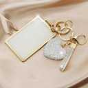 Compatible with Tesla Card Key Holder with Diamond Keychain, Compatible with Tesla Model 3 and Model Y Key Protective Cover Keycard Case for Women (Gold-Heart)