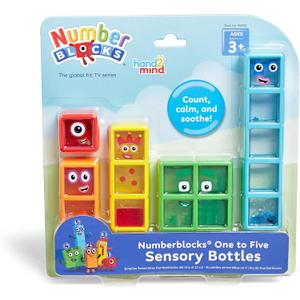 Hand2mind Numberblocks One to Five Sensory Bottles, Numbers for Toddlers, Counting Toys, Calming Sensory Fidget Toys, Calm Down Corner Supplies, Emotional Learning,Gifts for Kids, 5 Pieces