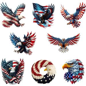 4th of July Hanging Ornament Eagle American Flag Designs Decoration DlY Crafts 8Pcs Patriotic Hanging Ornaments Mini Acrylic Pendant for Holiday Independence Day Themed Party Decor Accessories
