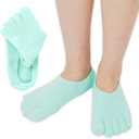5-Toe Gel Moisturizing Socks for Dry Cracked Heels - Aloe & Shea Infused Hydrating Foot Care, Soft Fuzzy Spa Socks for Women & Men (Large)