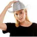 Silver Rhinestone Western Cowboy Hat for Womens - Glitter Cowgirl Hat for Disco Parties and Costumes