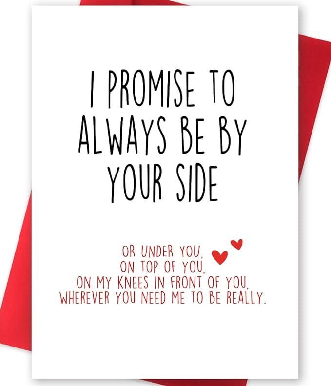 Funny Valentines Day Card With Envelope, Naughty Anniversary Birthday Card for Boyfriend Husband Fiance Girlfriend Wife Fiancee, I Promise to Always Be by Your Side