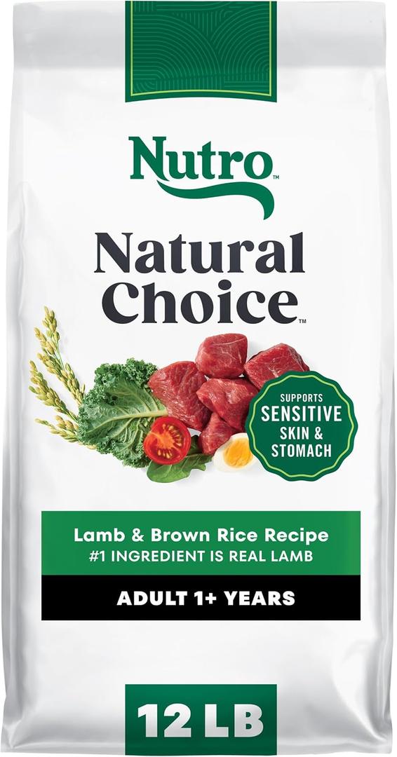Nutro Natural Choice Dry Dog Food, Adult Dog Food Dry Lamb and Brown Rice Recipe, 12 lbs., Best Before: JAN/09/2027