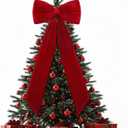 Gejoy 47" x 16" Burgundy Christmas Extra Large Velvet Bows Christmas Tree Topper Wine Red Xmas Tree Bows Giant Decorations for Home Wreath Wall Birthday Backdrop Wedding Holiday Party Decor