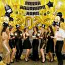 New Years Eve Party Supplies 2026, Happy New Years Decorations, Happy New Year Banner, Hats, Glasses, Hanging Swirls, Black Gold Balloons, Photo Props, Champagne Wine Glass 2026 Foil Balloon, Curtain