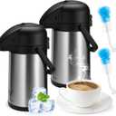 64 Oz Airpot Coffee Dispenser with Pump, 2Pcs Insulated Thermal Coffee Carafe - Stainless Steel Hot Beverage Dispenser - Coffee Urn for Hot/Cold Water, Drink Dispenser for Parties