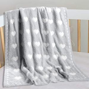 Kid Nation Baby Blankets for Girls Boys Toddler Double-Sided Heart Blanket,40"X 30"Soft Plush Crib Blanket Fluffy Baby Quilt Newborn Stroller Blanket,Grey
