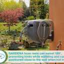 GARDENA 20502, Retractable Garden Hose Reel 75' x 1/2" hose, Wall Mounted, Automatic Retraction & Length Lock for Easy Watering. Heavy Duty Swivel Bracket 180, Includes Nozzle. Made in Europe