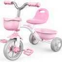 Toddler Tricycle for 1.5-3 Year Olds, 3 Colorful Lighting Wheels, Toddler Toys Baby Bike, 3 Level Adjustable Seat