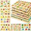 MerryPony Wooden Peg Puzzle for Toddlers 2 3 4 Years Old, 6 Pcs Montessori Toddler Puzzle - Alphabet, Shape, Number, Fruit, Dinosaur and Insect Puzzles, Baby Puzzle, Learning & Education Toys for Kids