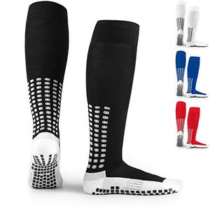 LUX Anti Slip Soccer Knee Socks,Non Slip Football/Basketball/Hockey Sports Grip Socks, Black