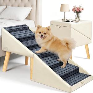 22.8" H Dog Stairs for High Bed, 6-Step Non-Slip Dog Ramp for Bed