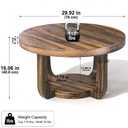 BEROXII Round Coffee Table, 2-Tier Circle Coffee Table with Storage (Walnut)