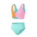 J·E Sterguard Girls Two Piece Swimsuits Teen Bikini Color Block Girls' Swimwear Ribbed Bikini Criss Cross Swimsuit Size 10 1287-G