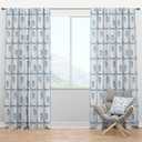 Blackout Curtains '3D White and Blue Pattern III' Curtains for Bedroom, Curtains for Living Room, Curtains & Drapes - Thermal Insulated -Single Panel -52x90