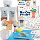 Air Dry Clay Kit for Adults, 3.3Lbs + 30PCS Pottery Craft Kit for Beginners, Sculpting Tools Set & Step-by-Step Guide, 12 Paints, Paintbrush, Varnish, and more - Crafts for Adults for Birthdays Gift