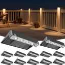 NIORSUN Solar Deck Lights Outdoor 12 Pack, IP65 Waterproof Large Size LED Stair Lights with Lenses, Auto ON Off Warm White Step Lights for Outside, Deck, Patio, Fence, Yard, Pathway and Railing Decor (Black)