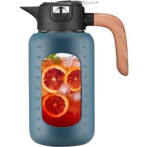 84 oz/2.5 Liter Glass Pitcher with Lid and Handle, Glass Carafe/Jug for Hot/Cold Water, Large Iced Tea Pitcher for Coffee, Juice and Homemade Beverage (EXP 12/31/36)