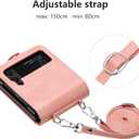 ZCDAYE Wallet Case for Samsung Galaxy Z Flip 4 5G, Leather Case with Card Holder and Long Lanyard - Pink