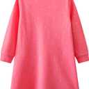 Toddler Girls Cotton Embroidery Applique Short Sleeve Dresses 2-7Y (Pink)