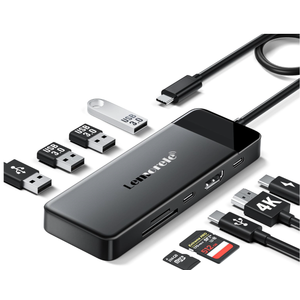 Lemorele 9-in-1 USB C Hub Multiport Adapter, USB C Dongle w/4K HDMI for MacBook Pro Air, 3 USB3.0 5Gbps and 1 USB2.0 Port, Type-C 3.0, 100W PD, SD/TF, Docking Station for Windows/iPad/Dell/HP/Lenovo