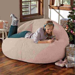 Lamb Fleece Lazy Sofa Cross-Border Living Room Study Casual Single Double Plush Bean Bag Lounge Chair Sofa Cover (Pink)