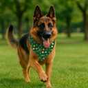 St. Patricks Day Dog Bandana, Lucky Shamrock Clover Triangle Scarf for Small and Medium Dogs, Green Holiday Party Puppy Kerchief Pet Accessory