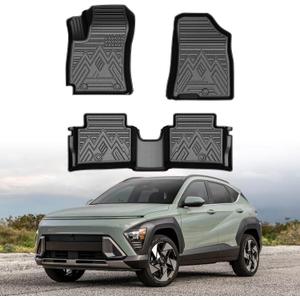 Mixsuper Floor Mats for Hyundai Kona 2024-2025 SE | SEL | N LINE | Limited (Not for Kona Electric) All Weather Floor Liners Durable 1st and 2nd Row Set Black