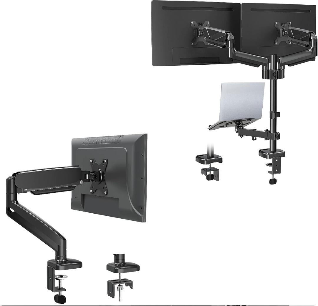 MOUNTUP Single Monitor Arm & Dual Monitor Mount with Laptop Holder