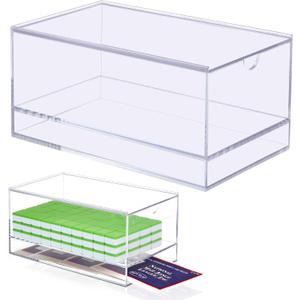 Empty Acrylic Mahjong Case Mahjong Storage Box for American Tiles and Mahjongs Cards Transparent Display Box for Mahjongs Tiles Accessories Supplies (Medium, 2 Compartment)