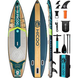 11'6''34"6" Extra Wide Inflatable Paddle Board, Stand Up Paddle Board, Sup Board with 3 Removable Fins, 10L Waterproof Bag, 16 D-Rings, Backpack, Hand Pump, Floating Paddle, Safety Leash
