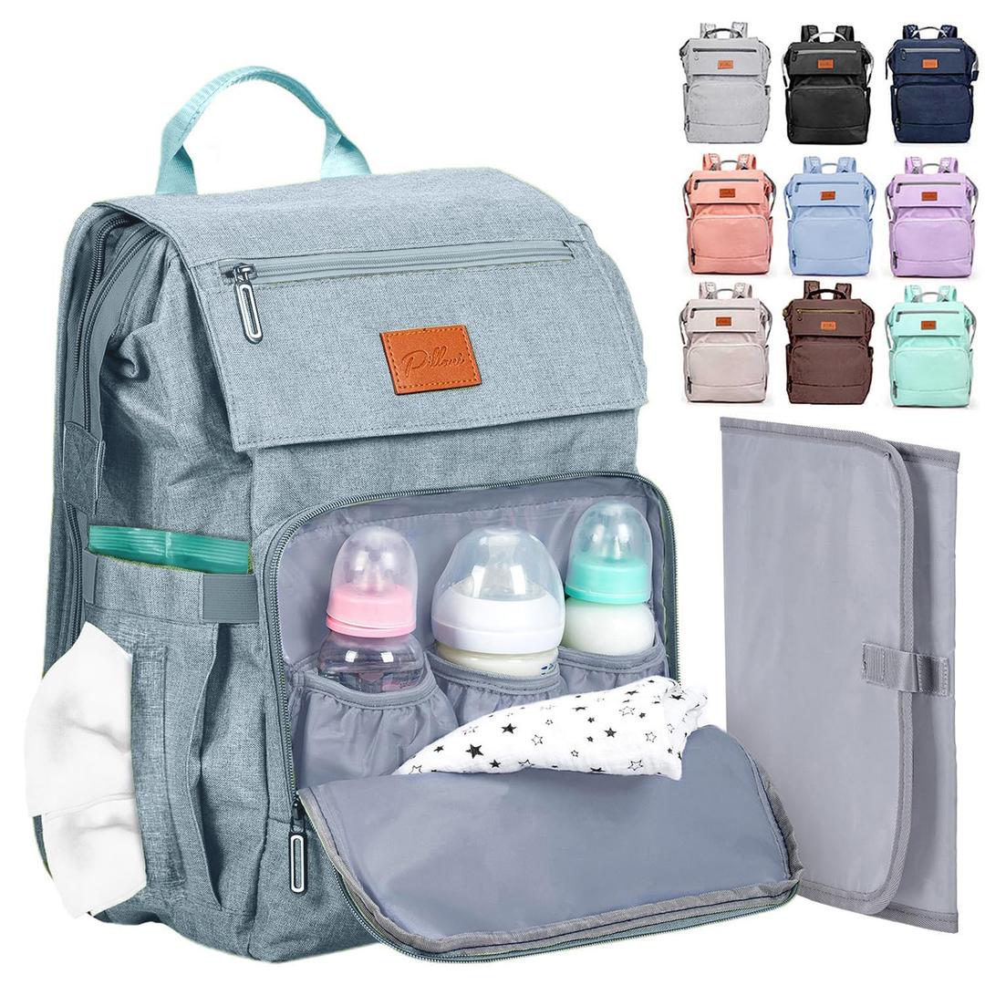 Baby Shower Gifts Diaper Bag Backpack - Large Capacity Baby Bag Backpack, Wide Opening & Easy Access Stylish Baby Diaper Bag - Waterproof, Durable, Travel-Friendly Organizer w/ Foldable Changing Pad