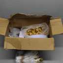 350 Piece Gold Dinnerware Set,100 Plastic Plates, 50 Cups,50 Pre Rolled Napkins with Plastic Silverware, Disposable Gold Dinnerware Set for 50 Guest