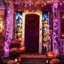 Nightmare Christmas Halloween Decor LED Lighted Banners Porch Sign Decorations Before Christmas Welcome Halloween Outdoor Party Banners (2)