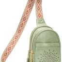 APHISON Small Sling Bag Fanny Packs Cell Phone Purse Vegan Leather Crossbody Bags for Women Chest Bag with Adjustable Strap Green