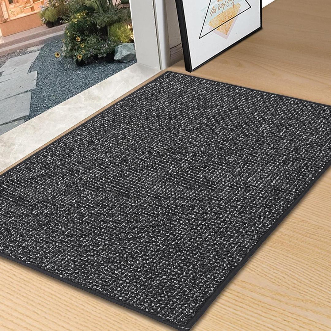BEQHAUSE Dirt Trapper Door Mat 32" x 48", Non-Slip Washable Doormats Entrance Mat, Dirt Resistant and Absorbent Welcome Mat, Low Profile Floor Mats for Front Back Door and Entryway, Charcoal