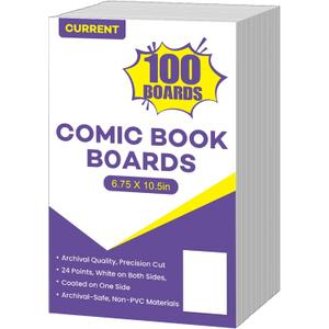 100 PCS Current Size Comic Book Boards, 6.75" x 10.5" Acid-Free Comic Book Backing Boards, Thick and Durable Books Board for Comic Book Storage and Preservation